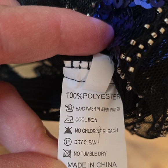 😊Retro Black and Blue Sequin Dress Flapper Y2K - Picture 13 of 16